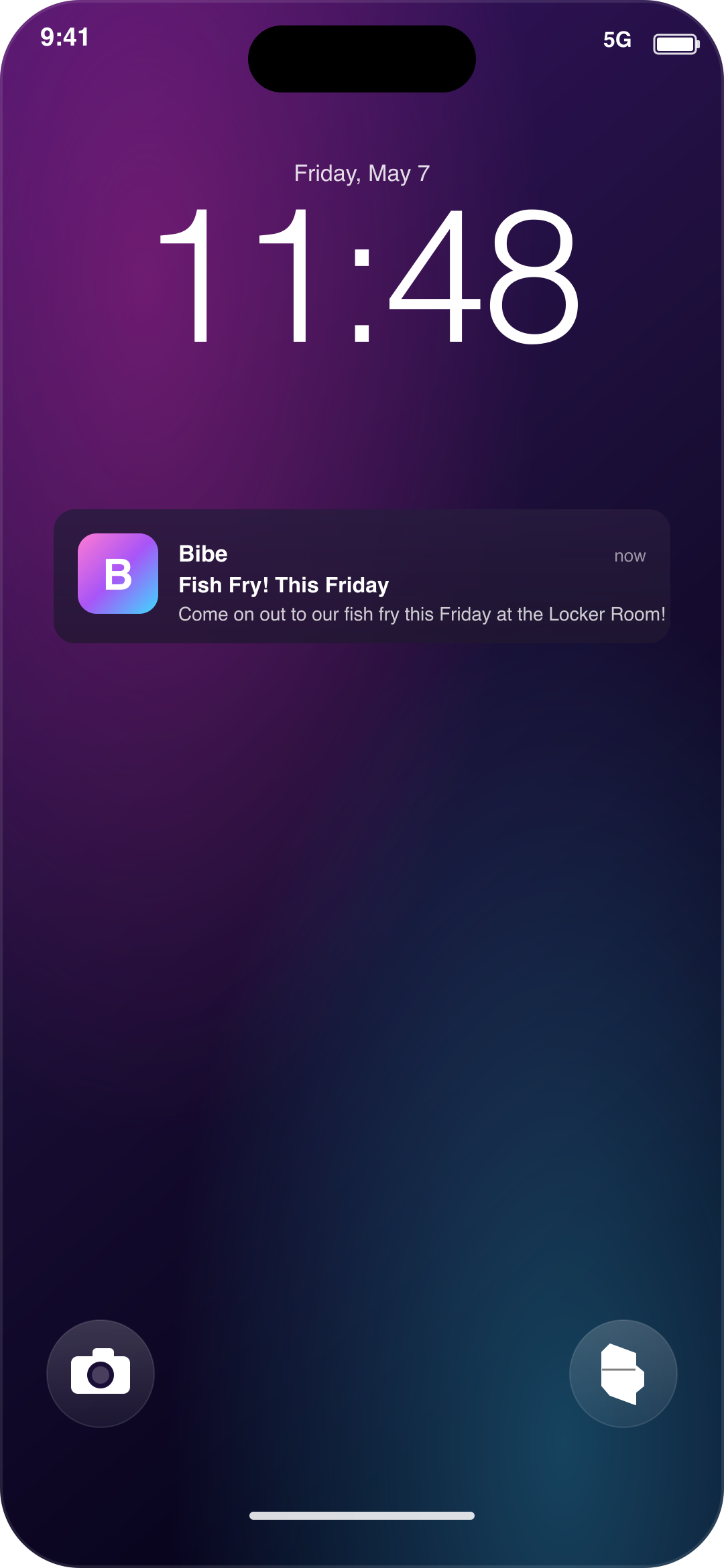 Bibe push notification on iPhone lock screen